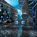 Modern KTV Interior Design With LED Lights Sofa Seating And Music Equipment