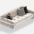 Light Gray Velvet Two Seater Sofa With Cushions 3d model