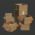 Brown Shipping Cartons Stacked with Open Box and Sturdy Tape Seals