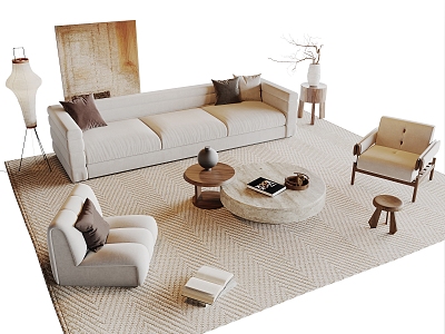 Mid-ancient style sofa coffee table combination model