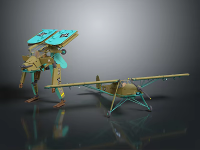 Game Movie Character Mech Robot With Insect Like Legs And Small Biplane Model Design 3d model