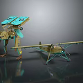 Game Movie Character Mech Robot With Insect Like Legs And Small Biplane Model Design