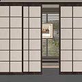 New Chinese-style sliding door 3d model