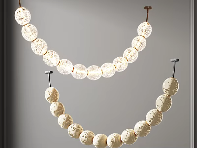 Stylish Hanging Chandelier With Multiple Textured Spherical Lights On Gray Background 3d model