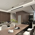 Modern Elegant Open Plan Living And Dining Room With Wooden Accent Walls And Panoramic View