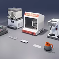 Daily Use Electrical Appliances With Coffee Machine Toaster Cash Register And Kitchen Accessories