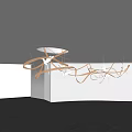 Wooden Curved Strips With White Bird Hanging Decor For Indoor Ceiling