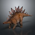 Realistic 3D Stegosaurus Dinosaur Model With Dorsal Plates On Gray Background