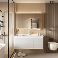 Modern Bathroom Vanity Cabinet With Mirror Sink Faucet Lighting And Storage Design