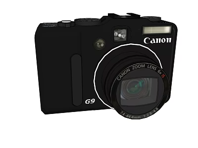 Canon G9 Digital Camera With Zoom Lens And Compact Black Design 3d model
