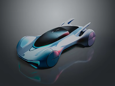 Futuristic Concept Car With Sleek Aerodynamic Design Transparent Roof And Unique Wheels 3d model