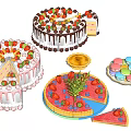 Assorted Desserts Featuring Strawberry Cream Cake Chocolate Ganache Cake Fruit Tart And Colorful Macarons