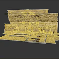 Detailed Geological Stratified Layers Model With Underground Structures And Metal Base Platform