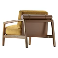 Modern Yellow Upholstered Accent Chair With Wooden Frame And Comfortable Armrests