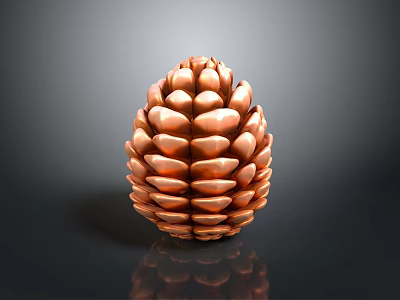 Copper Colored Pinecone A Natural Botanical Element With Intricate Texture On Dark Background 3d model