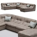 Modern L Shaped Leather Sofa With Light Blue Cushions And Comfortable Design 3d model