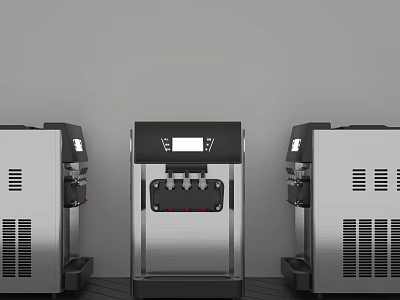 Silver And Black Commercial Equipment Three Units With Digital Display And Operation Panels 3d model