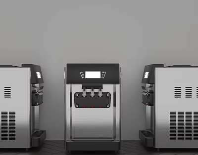 Silver And Black Commercial Equipment Three Units With Digital Display And Operation Panels 3d model