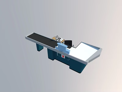 Modern Reception Desk With Blue Frame Black And White Countertop Design Setup 3d model