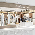 Kadimi Fashion Clothing Store In Mall With White Mannequins Clothing Display Wooden Decor And White Counter