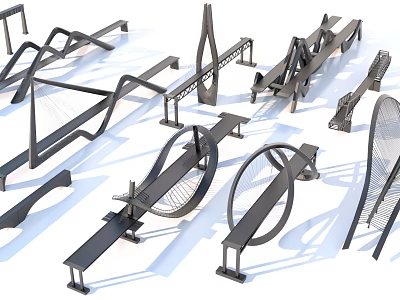 Various Architectural Bridge Structure Models With Different Design Types And Engineering Details 3d model
