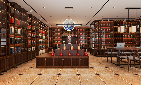 New Chinese-style Tobacco Hotel Wine Display Cabinet Cashier Container Wine Rack Wine Cabinet Wine Tasting Table Reception Desk Firm 3d model