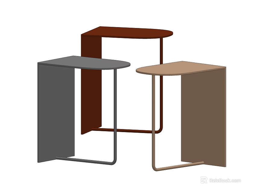 Modern Minimalist Side Tables In Various Colors For Stylish Living Room Setup 3d model 