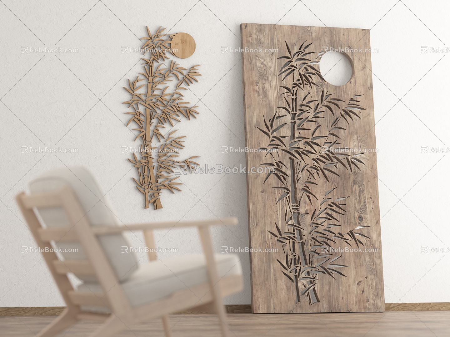 Chinese Bamboo Silhouette Bamboo Bamboo Culture Carving Basket Empty Shady Carving Plate Carving Picture Silhouette Bamboo Element Decorative Board Partition Chair Bamboo 3d model