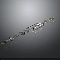 Ornate Medieval Spear Featuring Metal Arrowhead Gold Accents And Spiral Shaft Design