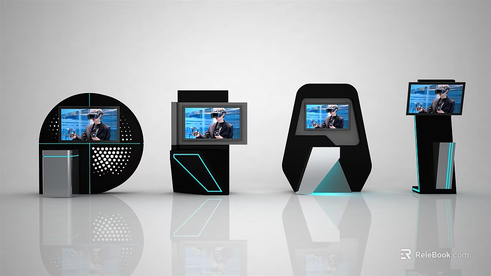 Public Facilities Modern Digital Information Kiosks With Sleek Designs And Screens 3d model 