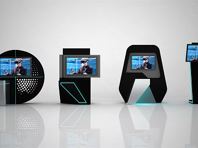 Public Facilities Modern Digital Information Kiosks With Sleek Designs And Screens 3d model
