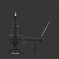Manual Press Machine With Black Metal Frame Yellow Components Wooden Block And Dark Background