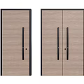 Modern Wooden Doors With Single And Double Panel Black Frames And Handles 3d model