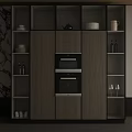 Modern Light Wood Kitchen Cabinets With LED Lighting Open Shelves Built In Ovens And Storage