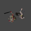Game Movie Character with Antler Like Headgear Green Glowing Strips and Muscle Texture Body