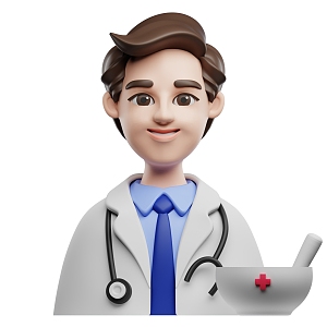 Modern cartoon male doctor character Icon 3d model