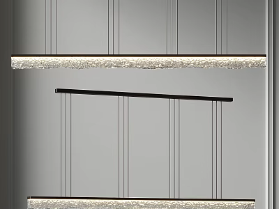 Modern Linear Chandelier With Sleek Hanging Cords And Crystal Accents For Interior Design 3d model