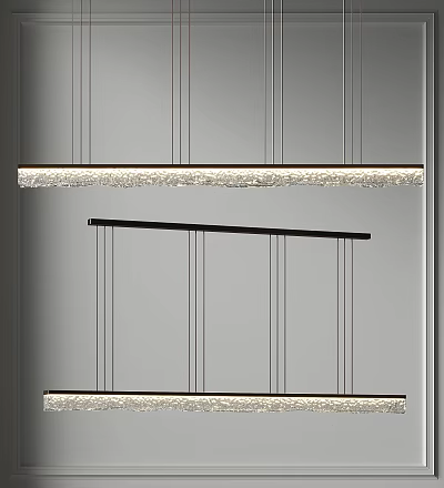 Modern Linear Chandelier With Sleek Hanging Cords And Crystal Accents For Interior Design 3d model
