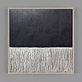 Abstract Modern Black and Silver Striped Oil Painting as Minimalist Wall Art Decor