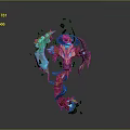 Fantasy Mythical Weapon Design With Blue Orange Glowing Elements And Broken Black Fragments
