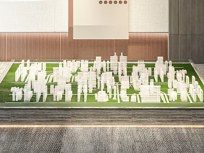 Urban Architectural Model With White Building Structures On Green Grass Surface 3d model