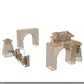 Event Gateway With Multiple Arched Gates And Decorative Roof Frame Structure