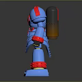 Stylish Blue And Red Robot Figure With Detailed Armor And Mechanical Design