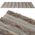 Gray Square Rug With Modern Fringed Woven Texture And Decorative Design Elements 3d model
