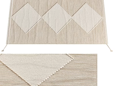 Beige Square Rug With Diamond Pattern And Striped Texture For Living Room Decor 3d model
