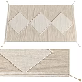 Beige Square Rug With Diamond Pattern And Striped Texture For Living Room Decor
