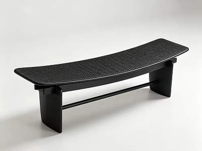 Modern Minimalist All Black Textured Surface Long Bench Stool For Stylish Home Interior Decoration 3d model