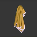 Yellow Household Towel With White Trim Hanging For Daily Use