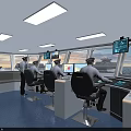 Advanced Ship Control Bridge With Professional Maritime Crew Operating Various Navigation And Monitoring Equipment