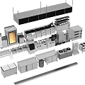 Commercial Kitchen Stainless Steel Appliances Including Oven Refrigerator Workbench And Shelving